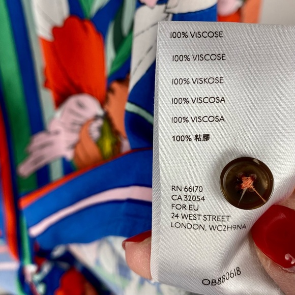 Maeve Anthropologie Elan Scarf Floral Pattern Blouse size 6 Blue Tie Waist - Picture 6 of 8